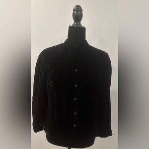 Ann Taylor Black Velvet Cropped Jacket Size 12P